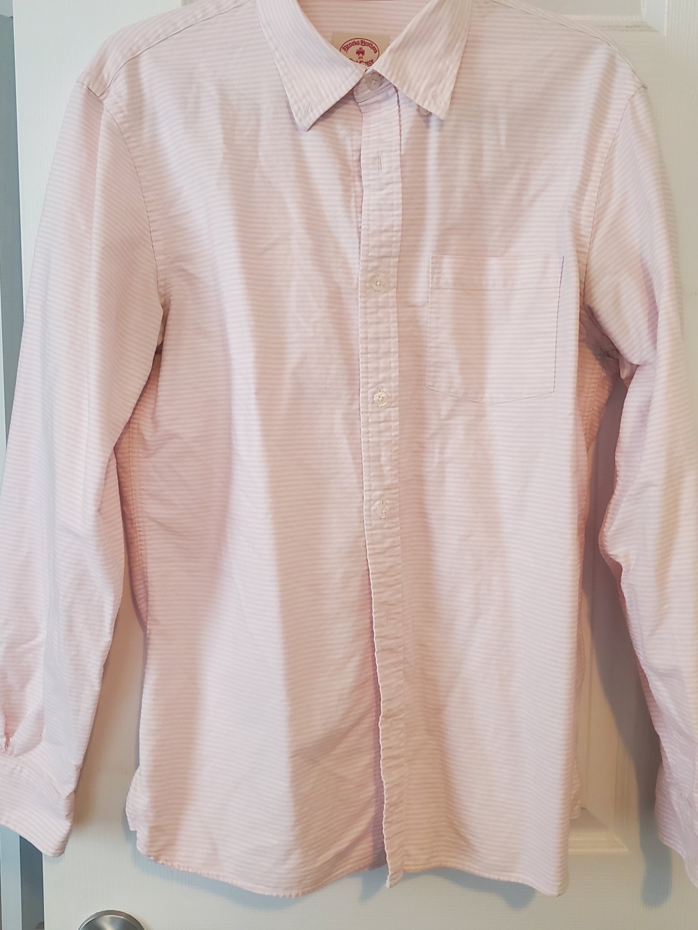 Brooks Brothers Light Pink Striped Button-Up Dress Shirt